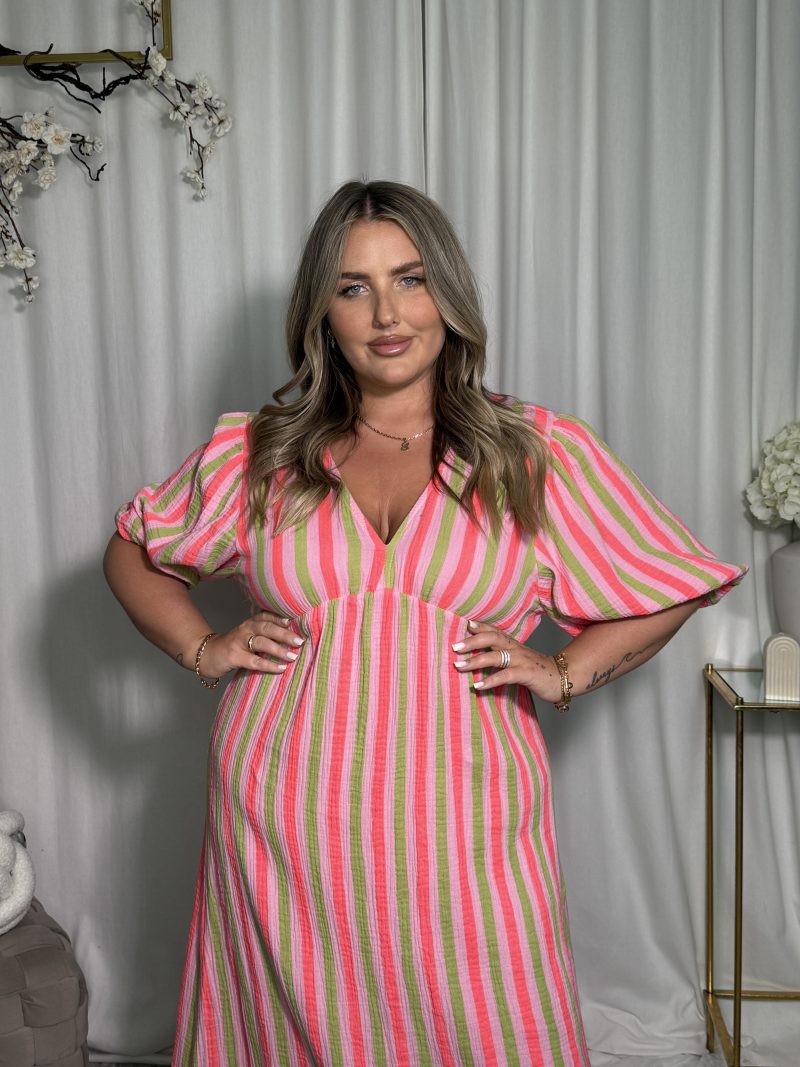 Sukienka Astoria Stripes Pink Green - obrazek 3