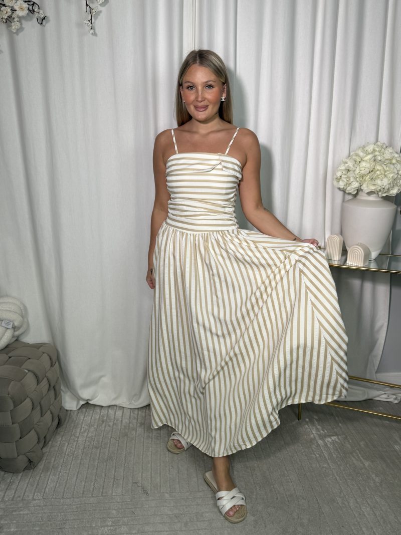 Sukienka Clara Beige Stripes - obrazek 4