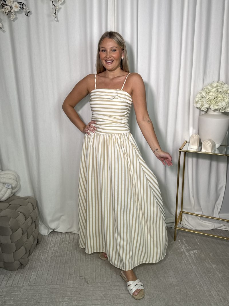 Sukienka Clara Beige Stripes - obrazek 3