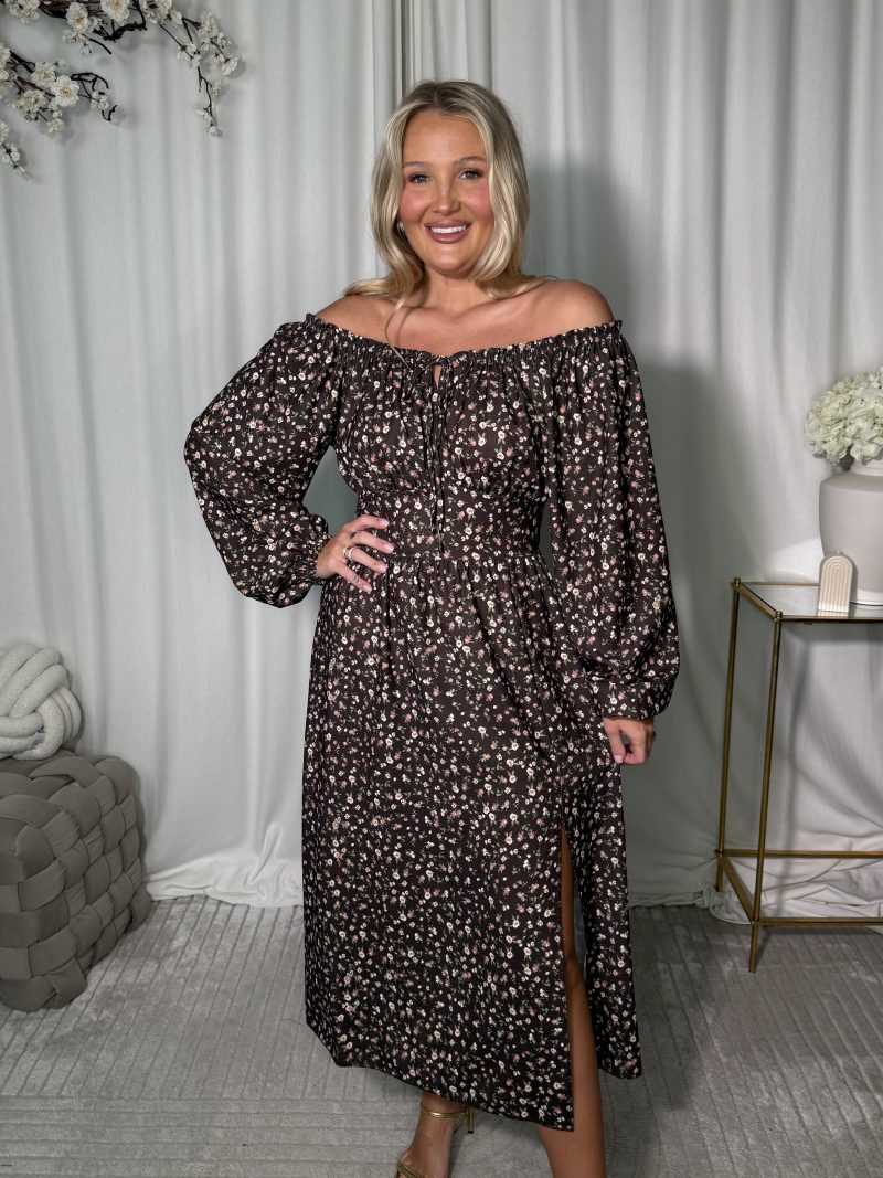 Sukienka Morisa Brown Flowers