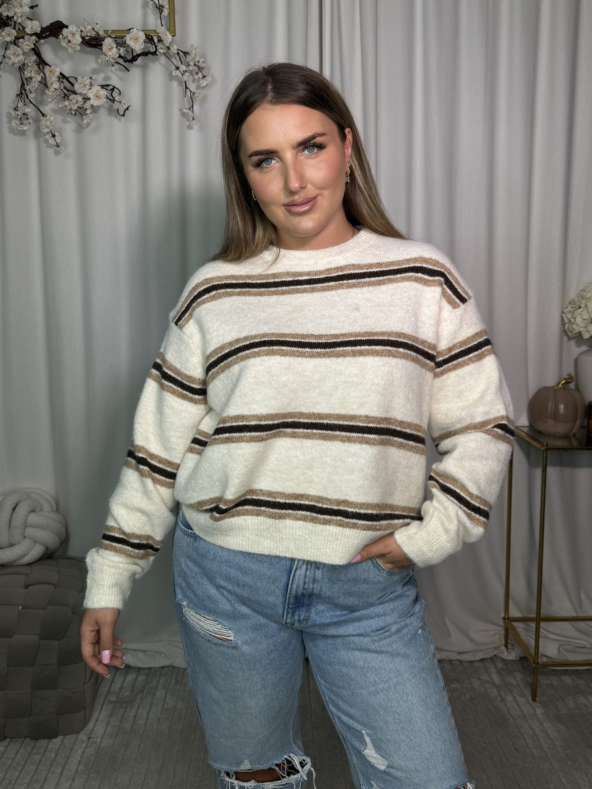 Sweter Ernes Beige Brown - obrazek 4