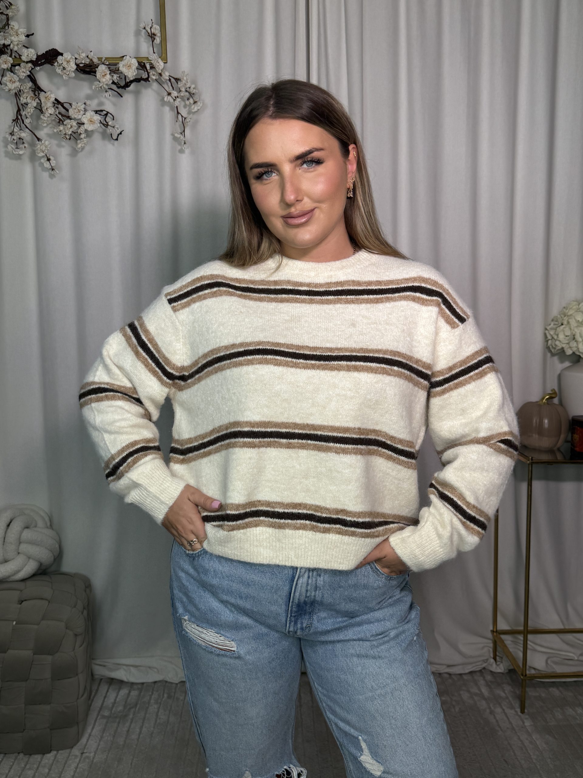 Sweter Ernes Beige Brown - obrazek 3