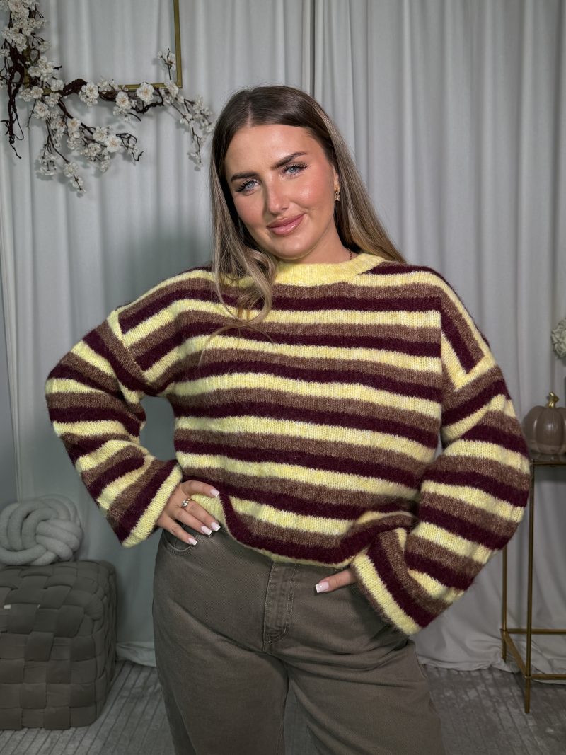 Sweter Koloris Yellow Bordo