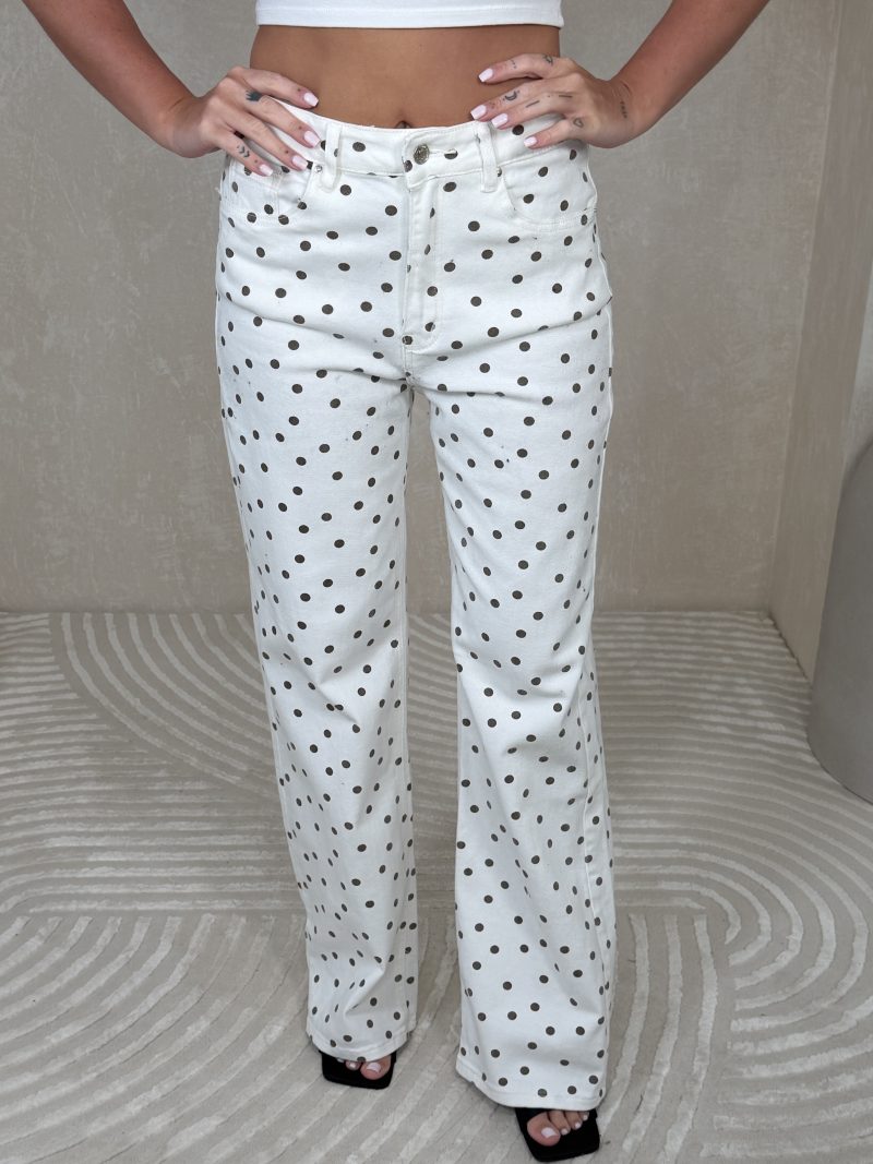 Spodnie Lumeo White Brown Dots Jeans