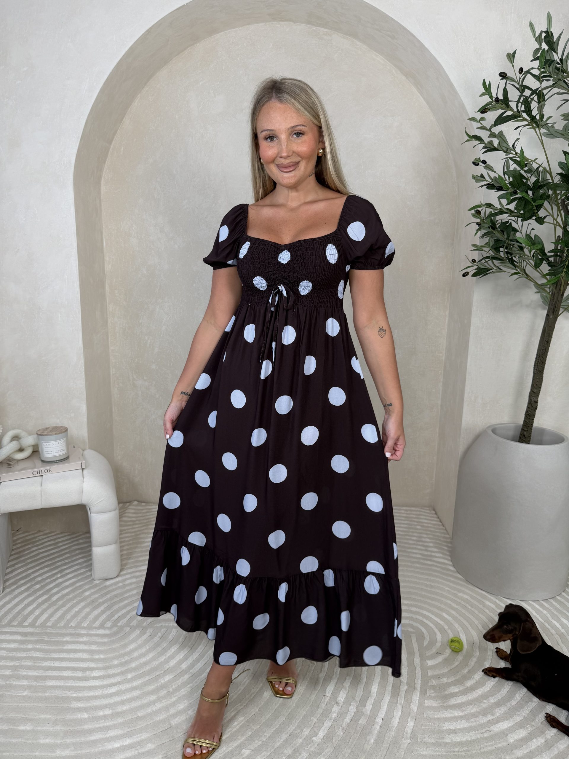 Sukienka Lassi Brown Blue Dots - obrazek 2