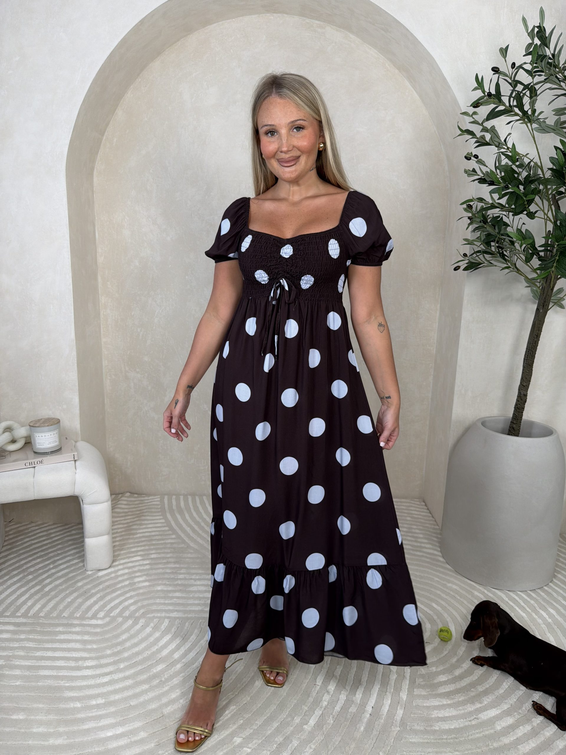 Sukienka Lassi Brown Blue Dots - obrazek 6