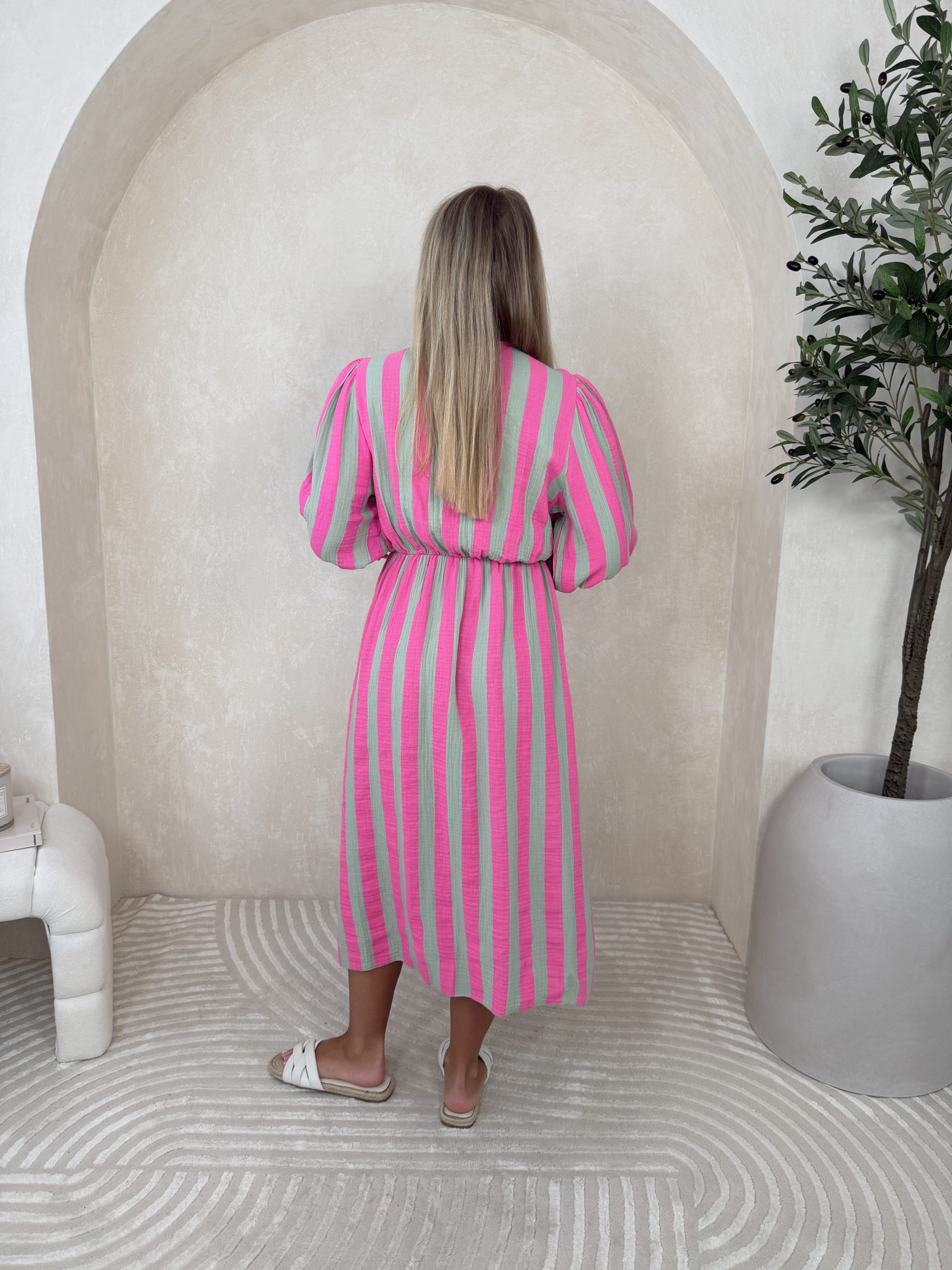 Sukienka Tomalia Pink Green Stripes - obrazek 3
