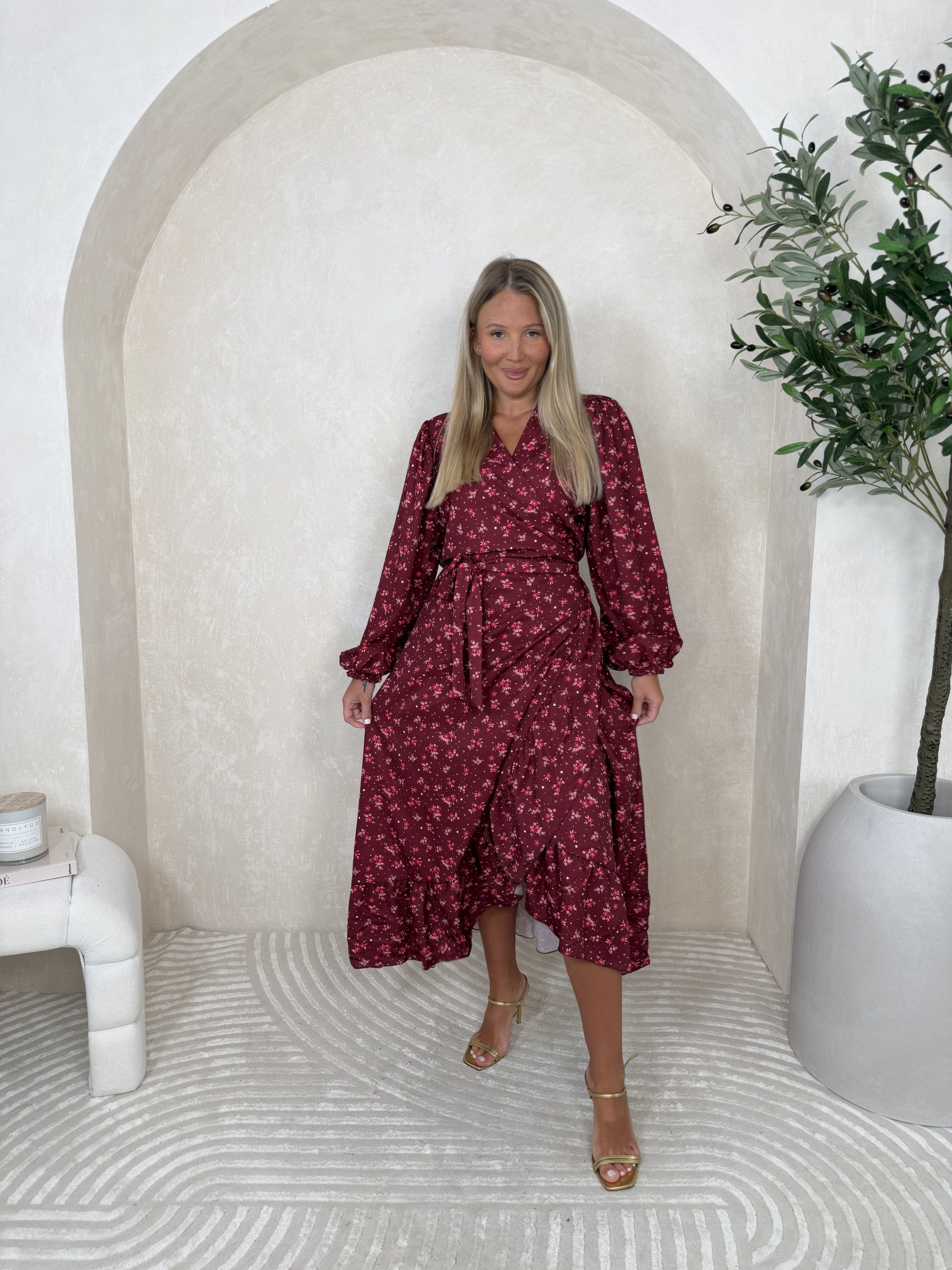Sukienka Silly Long Bordo Flowers - obrazek 6