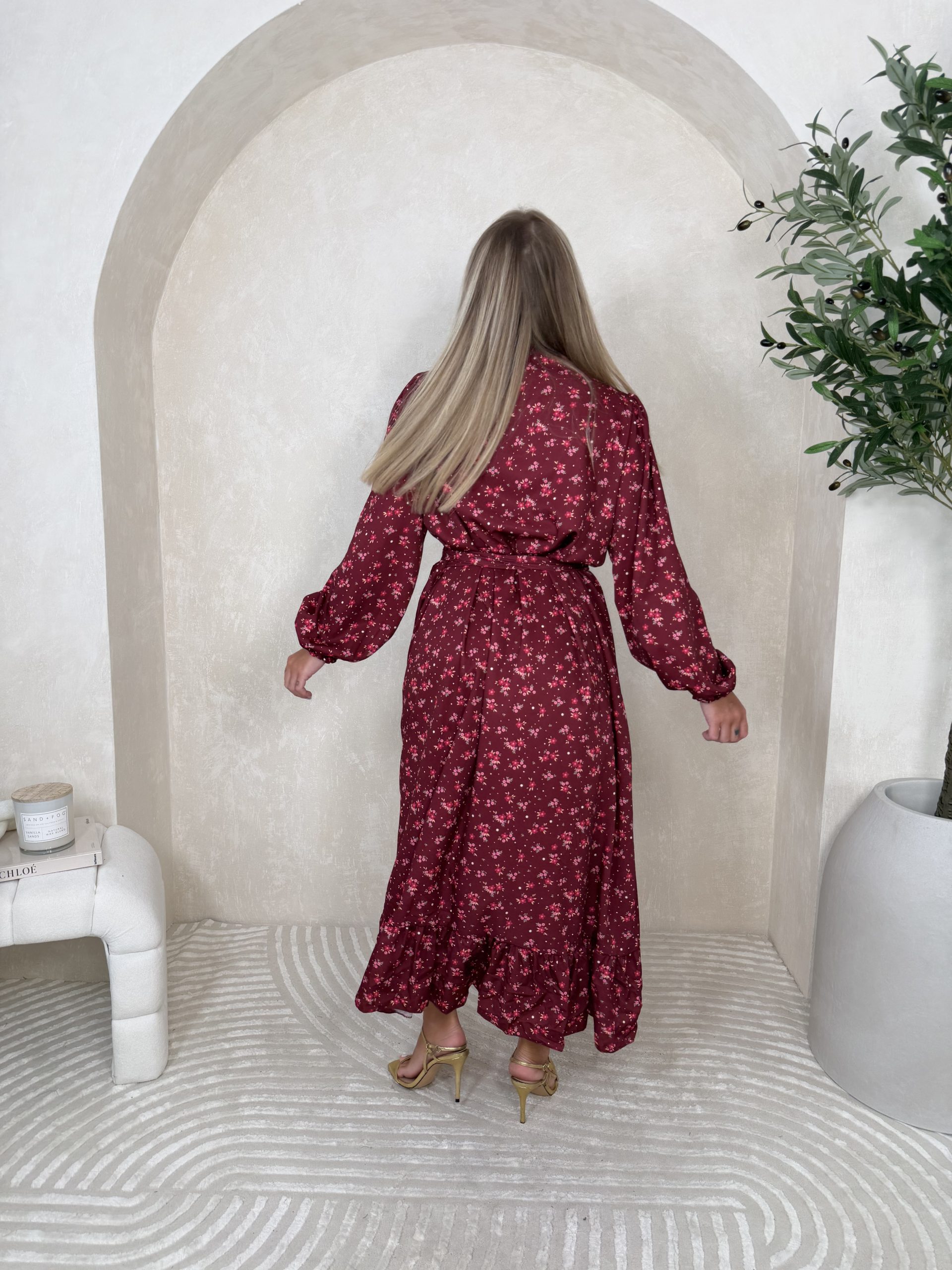 Sukienka Silly Long Bordo Flowers - obrazek 5