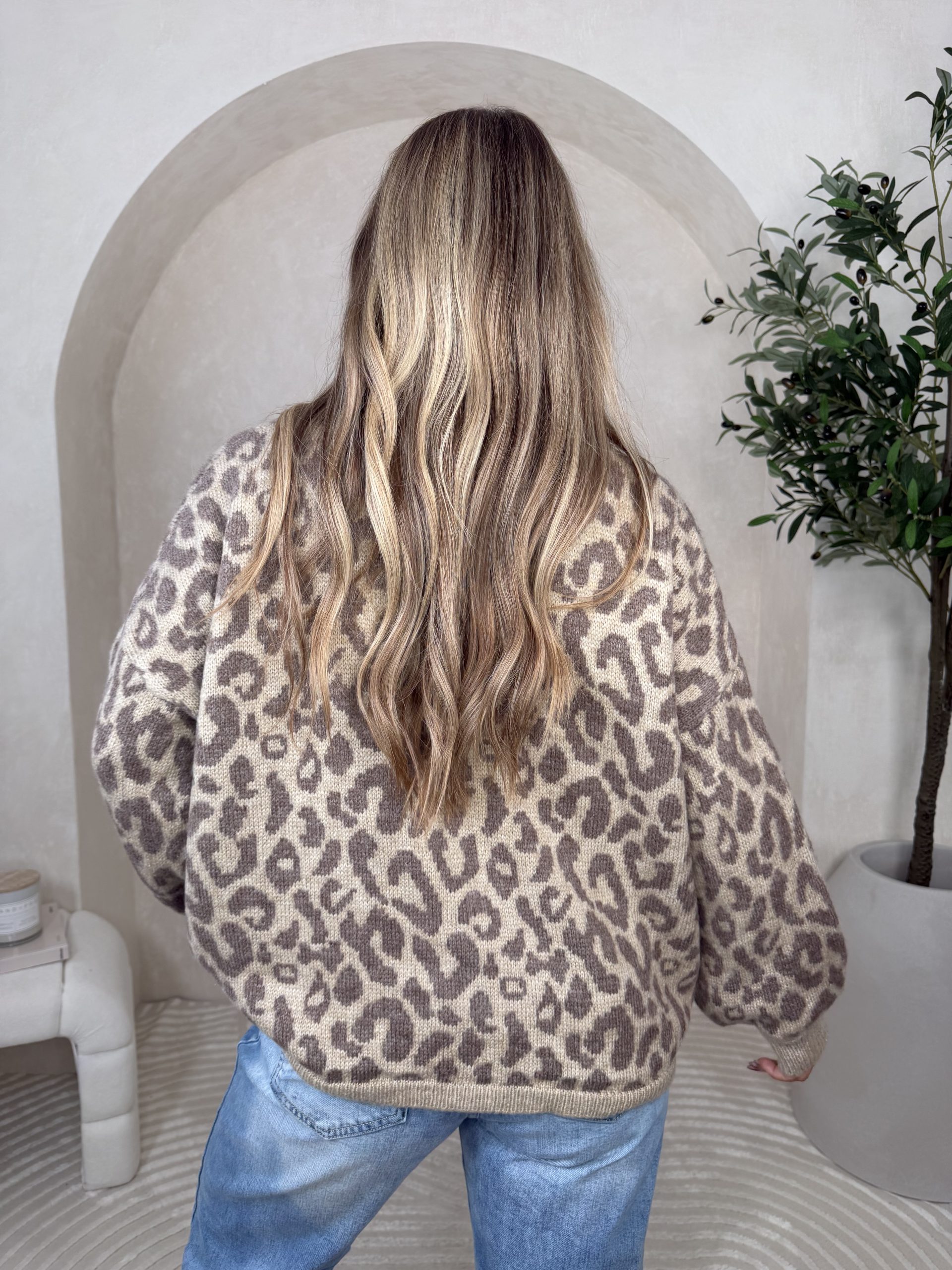 Sweter Saris Creme Brown Pantera - obrazek 3